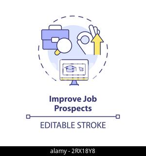 2D colorful thin linear icon improve job prospects concept Stock Vector