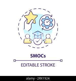 2D customizable colorful thin linear icon SMOCs concept Stock Vector