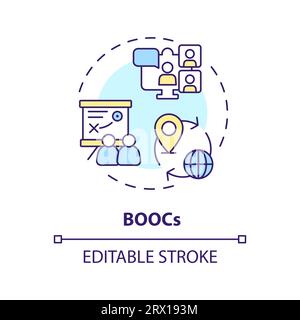 2D customizable colorful thin linear icon BOOCs concept Stock Vector