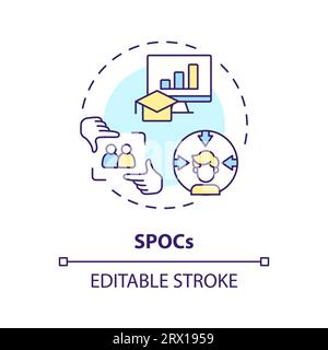 2D customizable colorful thin linear icon SPOCs concept Stock Vector