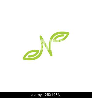 N Leaf Logo Design. N Initial Logo Stock Vector