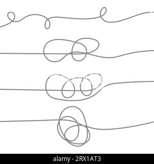 Abstract tangled texture. Random chaotic lines. Hand drawn object from the beginning and the end. Vector illustration. Stock Vector