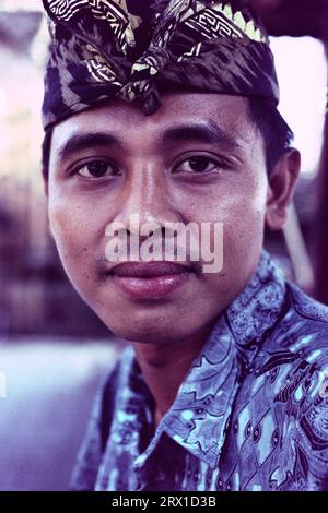 Portrait of a local Balinese man in traditional costume Stock Photo