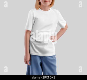 Grey Kids Tshirt Front And Back Mockup Isolated On White