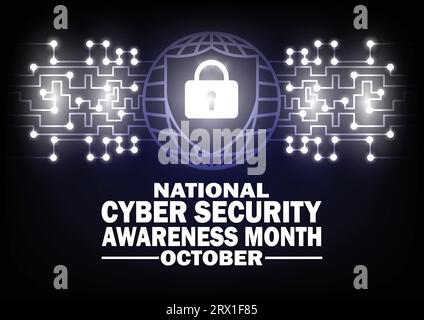 National Cyber Security Awareness Month October. Vector illustration. It is celebrated every year in October. Suitable for greeting card, poster Stock Vector