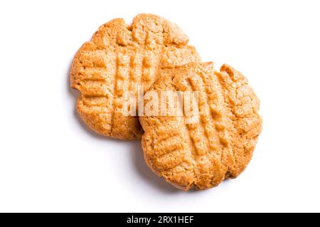 Peanut Butter Cookies isolated on white background. Traditional cookie recipe. Stock Photo