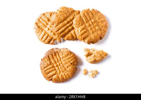 Peanut Butter Cookies set isolated on white background. Traditional american cookies. Stock Photo