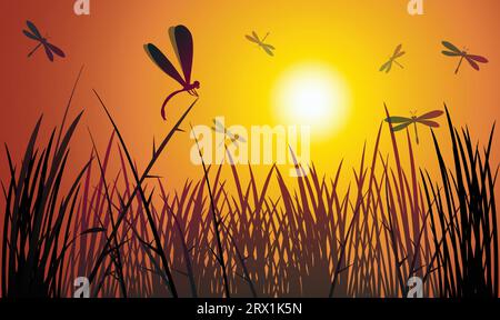 dragonfly design silhouette. Hand drawn minimalism style vector illustration Stock Vector