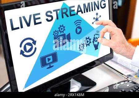 Live streaming concept shown on a computer screen Stock Photo
