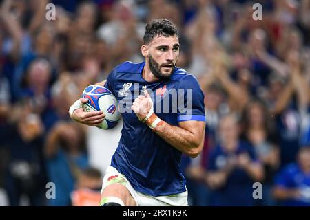 Marseille, France. 21st Sep, 2023. Charles Ollivon scores a try during the Rugby union World Cup RWC 2023, Pool A match between France and Namibia at Stade Velodrome, Marseille, France on September 21, 2023. Photo by Victor Joly/ABACAPRESS.COM Credit: Abaca Press/Alamy Live News Stock Photo