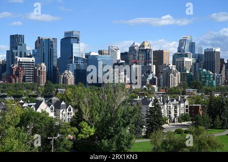 Panorama Calgary. Calgary cityscape. Skyscrapers of Calgary. Calgary downtown Stock Photo