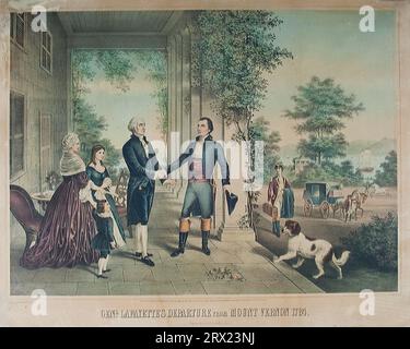 Lithograph, 'Genl. Lafayette's Departure from Mount Vernon 1784'. DL*60.2588. Peters Prints collection. Stock Photo