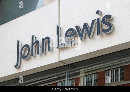 Sign over John Lewis department store, Leeds Stock Photo