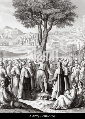 John the Baptist, preaching in the wilderness of Judaea. Illustration for The life of Our Lord Jesus Christ written by the four evangelists, 1853 Stock Photo