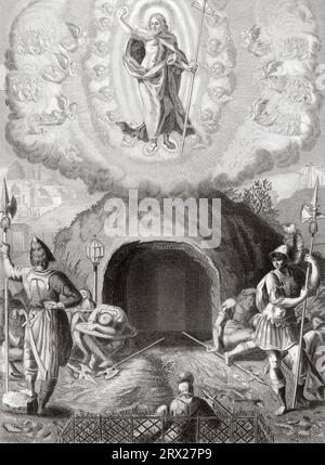 The Resurrection of our Lord Jesus Christ. Illustration for The life of Our Lord Jesus Christ written by the four evangelists, 1853 Stock Photo