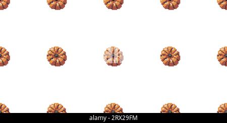 Pumpkin seamless pattern pixel art. 8-bit Halloween pattern. Background for wrapping paper. Vector Stock Vector