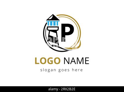 Letter P Lighthouse Logo Design Vector Template. Modern vector lighthouse logo for business, organization, or website Stock Vector