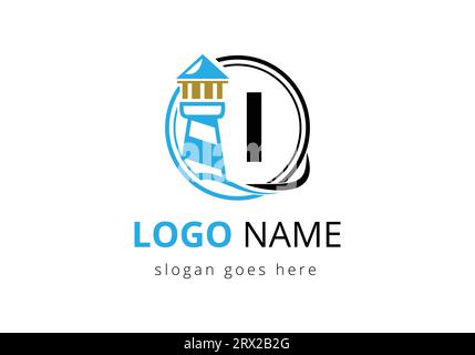 Letter I Lighthouse Logo Design Vector Template. Modern vector lighthouse logo for business, organization, or website Stock Vector