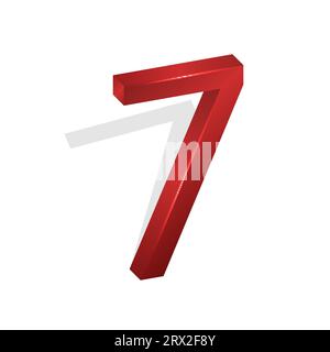 Number seven, seventh, isometric mathematical figure, symbol font in 3d ...