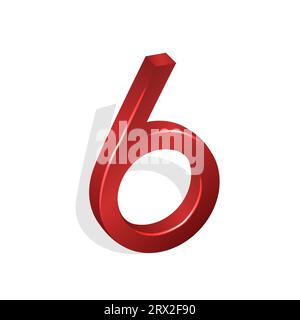 Number six, sixth, isometric mathematical figure, symbol font in 3d on a white background. Vector Illustration geometrical figure with character to yo Stock Vector