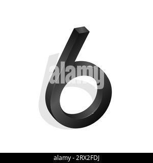 Number six, sixth, isometric mathematical figure, symbol font in 3d on a white background. Vector Illustration geometrical figure with character to yo Stock Vector