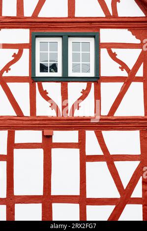 A typical old half-timbered style German building façade, Moesel, Germany. Stock Photo