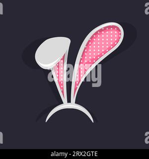 Easter bunny ears mask isolated Vector Illustration. Ostern spring bunny ears hat. Headdress, costume isolated element for the celebration of Easter. Stock Vector