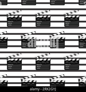 Black clap open black object element for movie making vector illustration Flat in style. Pattern Symbol Icon on films for your projects. Stock Vector