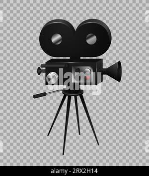 Free Vector  Cinema film production realistic transparent composition with  isolated image of filming camera on stand vector illustration