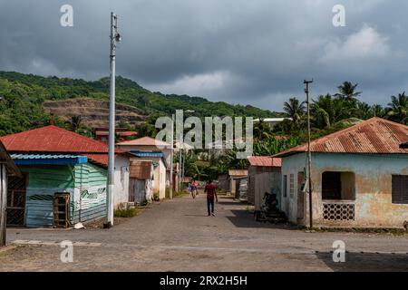 Little road in San Antonio de Pale village, island of Annobon, Equatorial Guinea, Africa Stock Photo