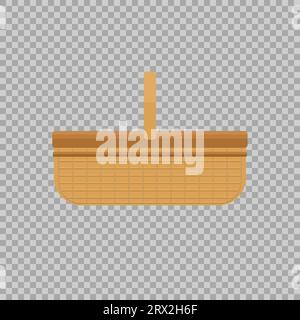 Empty baskets set isolated on transparent background vector illustration. Wicker picnic baskets, picnic Easter holiday, osier container clean, symbols Stock Vector