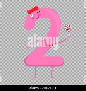 Two Cute fun colorful figure in the form of cartoon characters for kids isolated. The second Vector Illustration children s mathematical symbol, smili Stock Vector