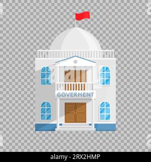 Government building in Flat style isolated on transparent background Vector Illustration. Senate Government House and other agencies managing their ow Stock Vector