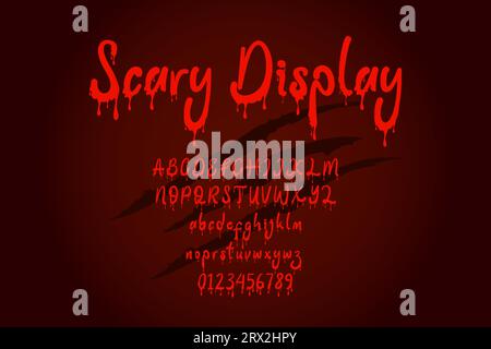 Bloody alphabet font vector scary terrible Stock Vector