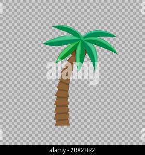 Palm trees in cartoon style isolated on transparent background Vector Illustration. Tropical summer tree plant symbol on nature for your projects. Stock Vector