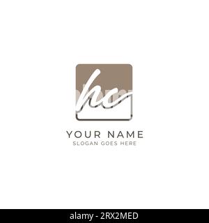 H, C, HC Initial letter handwritten and signature vector image template in round shape log Stock Vector
