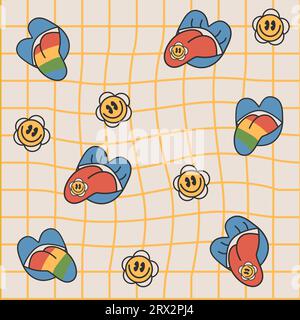 vector backgrounds trendy retro trippy style Stock Vector
