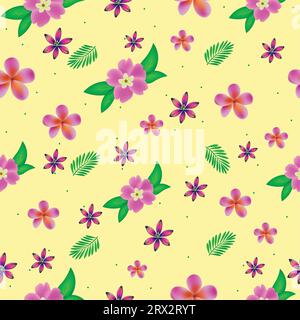 Seamless vintage pattern. pink flowers . green leaf background. vector texture. fashionable print for textiles, wallpaper and packaging. Stock Vector