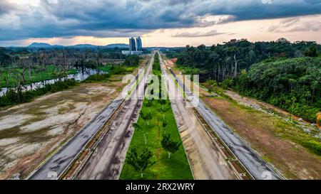 Aerial of the future capital Ciudad de la Paz, Rio Muni, Equatorial Guinea, Africa Stock Photo