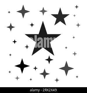 Fireworks star random source stream.  Falling Star. Stars on a white background. Stock Vector