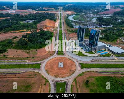 Aerial of the future Presidential Palace, Ciudad de la Paz, Rio Muni, Equatorial Guinea, Africa Stock Photo