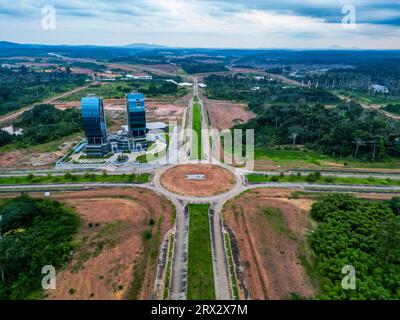 Aerial of the future Presidential Palace, Ciudad de la Paz, Rio Muni, Equatorial Guinea, Africa Stock Photo