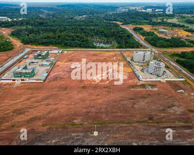 Aerial of the future capital Ciudad de la Paz, Rio Muni, Equatorial Guinea, Africa Stock Photo