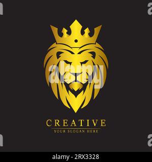 lion logo, vector logo, brand, logo with illustration Stock Vector