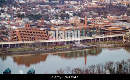 View of Georgetown in Washington DC from across the Potomac River in Virginia. Photo by Liz Roll Stock Photo