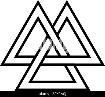 Valknut Viking Age symbol, geometric design element Norse warrior culture Stock Vector