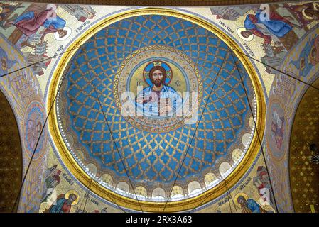 KRONSTADT, RUSSIA - SEPTEMBER 16, 2023: Fragment of the dome of St. Nicholas Cathedral. Kronstadt Stock Photo