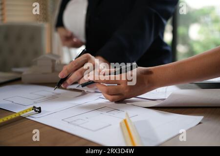 Architect doing consulting teamwork in the office. Stock Photo