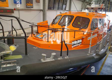 Seahouses, UK - 13 July, 2023: Lifeboat at the Coast guard station in Seahouses, Northumberland Stock Photo