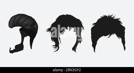 Hair vector elements, hairstyle silhouettes design, Stock Vector